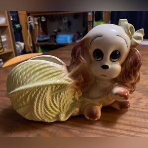 Vintage Hull Pottery Ceramic Puppy Planter unique storage rare